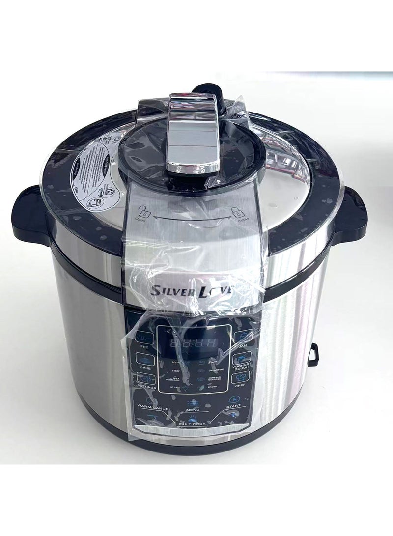 Silver Love Multifunctional Electric Pressure Cooker, 8L, 1300W, with Digital Display and Multiple Cooking Programs – Model HD60-100T (Silver) - Image 3