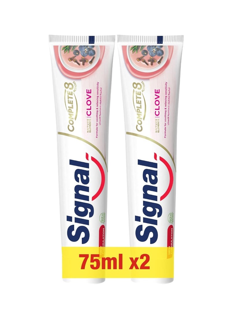 Signal - Complete 8 Nature Elements Toothpaste for Sensitive Teeth Clove with Zinc for Natural Antibacterial Protection 2 x 75ml - Image 1