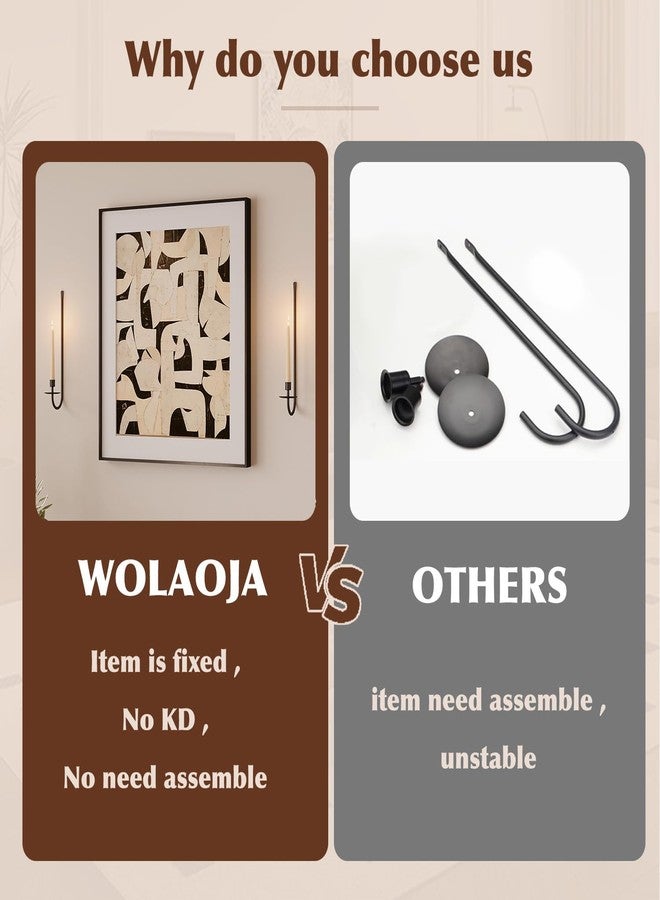 طقم حامل شموع جداري معدني من WOLAOJA، قطعتان، حامل شموع جداري، حامل شموع عمودي، أسود، عصري، مناسب لغرفة المعيشة، منزل ريفي، مدفأة، حفل زفاف - Image 2