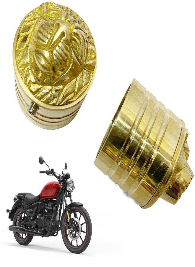 Ozango Bike Antique Desgin Lion Handle Bar Weight Lion Face Handlebar Weight Pure Brass Golden Suitable for RE Meteor 350 - Image 1