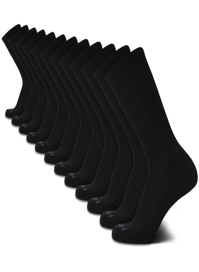 AND1 Men's Crew Socks - 12 Pack Performance Cushion Comfort Crew Socks - Breathable Athletic Socks for Men (6-12.5), Size 6-12.5, Black - Image 1