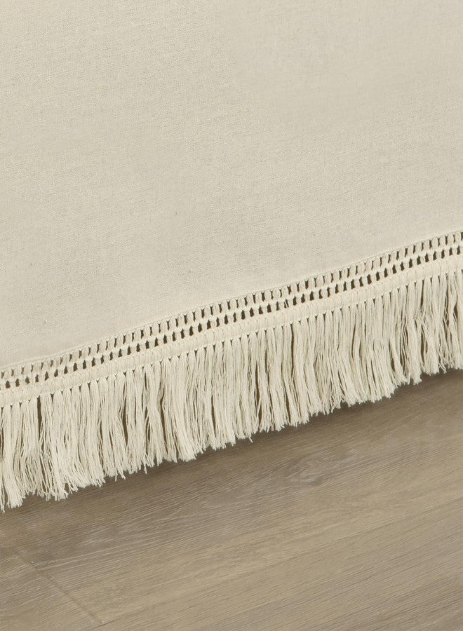 Lush Decor Boho Fringe 15-Inch Tailored Drop Easy Fit Bedskirt, King, Neutral - Image 3