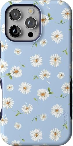 Casely iPhone 16 Pro Max Case Daisy Daydream Baby Blue Floral Bold Protective Design Compatible with MagSafe - Image 1