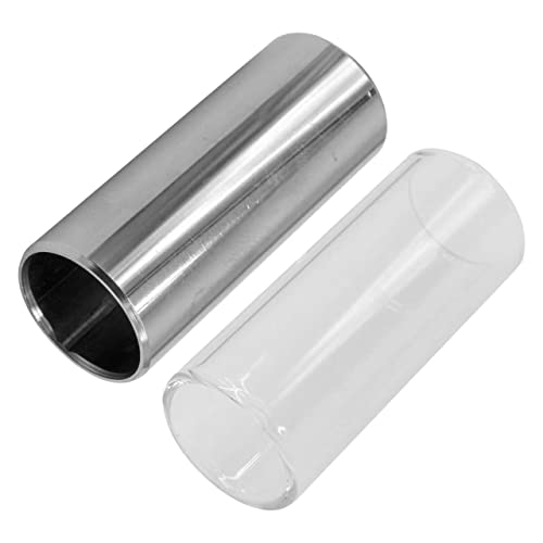 Cheerock Pack of 2 Guitar Slides Set, 60mm Guitar Glass Slide and Stainless Steel Guitar Slide for Acoustic Electric Bass Guitar - Image 5