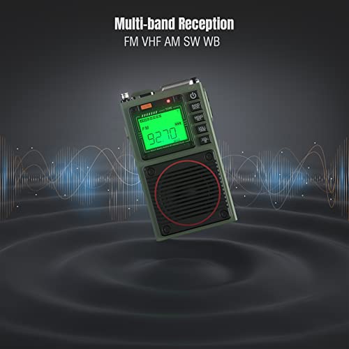 Raddy RF75A APP Control Shortwave Radio, Portable Shortwave Radios AM/FM/VHF/SW/WB Weather Radio, Pocket Radio Rechargeable w/ 9.85 Ft Wire Antenna (Army Green) - Image 3