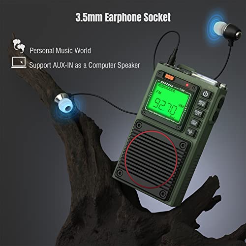 Raddy RF75A APP Control Shortwave Radio, Portable Shortwave Radios AM/FM/VHF/SW/WB Weather Radio, Pocket Radio Rechargeable w/ 9.85 Ft Wire Antenna (Army Green) - Image 5
