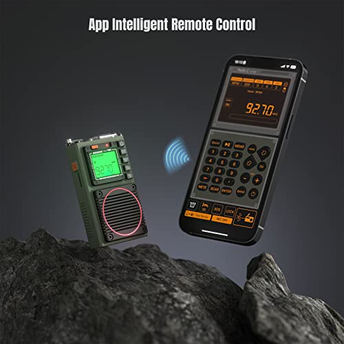 Raddy RF75A APP Control Shortwave Radio, Portable Shortwave Radios AM/FM/VHF/SW/WB Weather Radio, Pocket Radio Rechargeable w/ 9.85 Ft Wire Antenna (Army Green) - Image 2