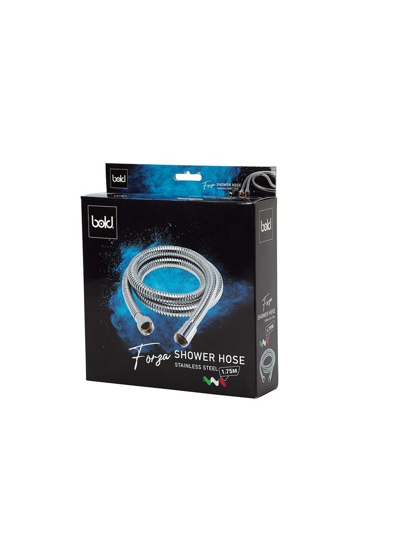 Bold Shower Hose 1.7m Stainless Steel with Chrome finish - Double Interlock Design, Anti-Twist Brass Connections, and High-Quality Corrosion-Resistant Finish - Silver - Image 3