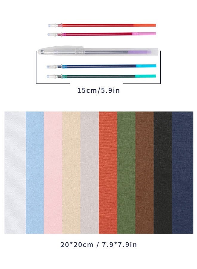 Caydo 10 Pieces Embroidery Fabric Including 10 Colors Embroidery Cotton Fabric 5 Colors Water Soluble Pens 7.9 By 7.9 Inch - Image 2