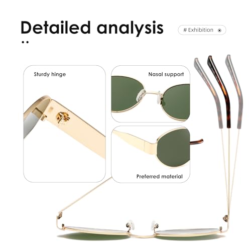 kimorn Retro Oval Sunglasses for Women Men Trendy Sun Glasses Classic Shades UV400 Protection K1653 (Gold/Green) - Image 5