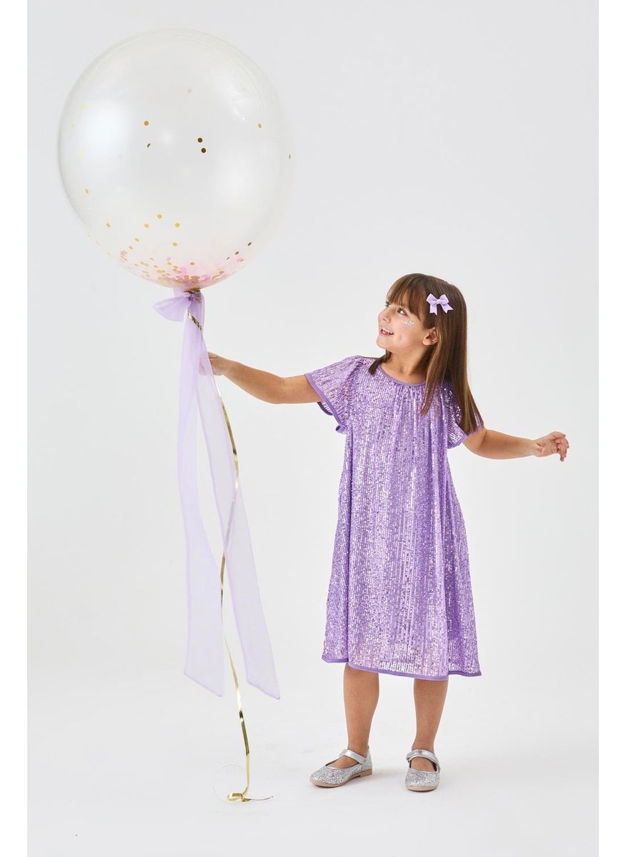 Le mabelle Lilac Sequined Girl Dress-Siri  - Image 2