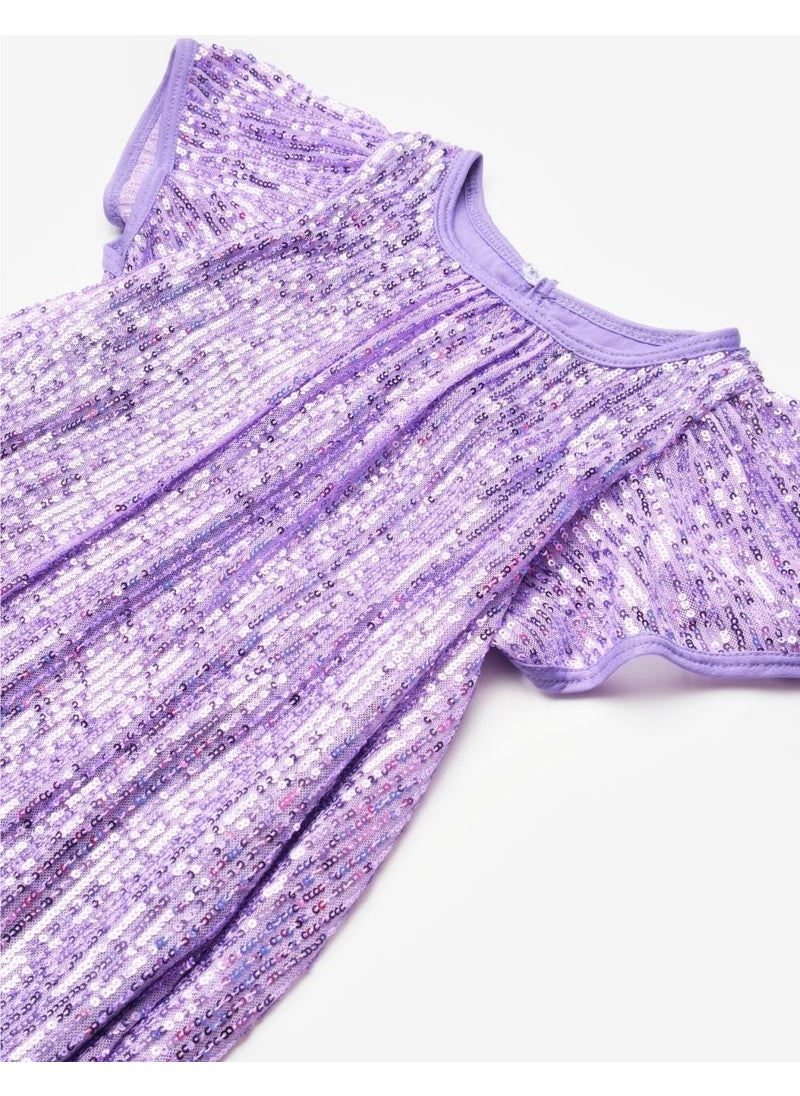 Le mabelle Lilac Sequined Girl Dress-Siri  - Image 5