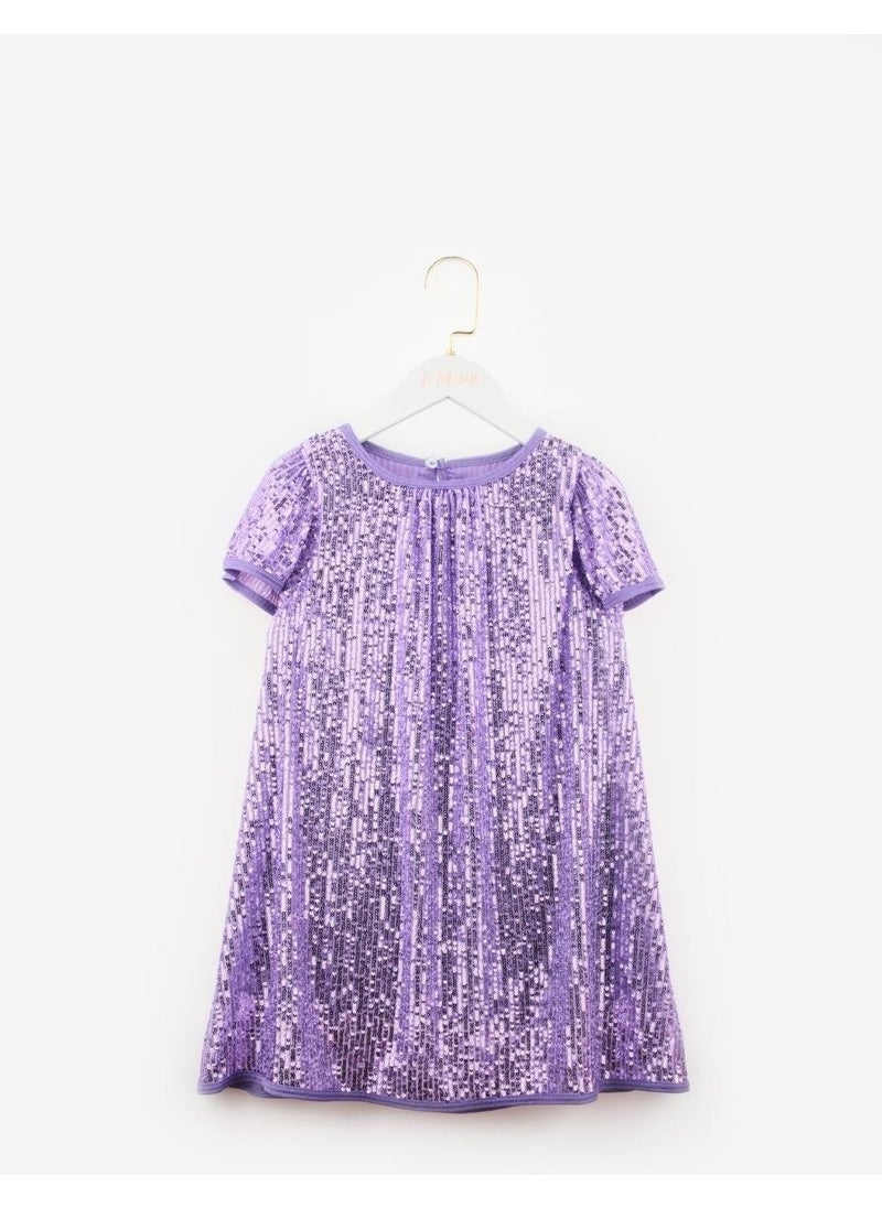 Le mabelle Lilac Sequined Girl Dress-Siri  - Image 3