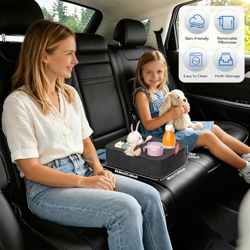 Heyife Car Cup Holder Pillow, Backseat Car & Bench Seat Cup Holder for iPad, Switch, Controllers, Remotes, Glasses, Drink Holder for Car, Couch, Bed, Desk, Camping, Automotive Cup Holders, Sofa Caddy, Black - Image 3