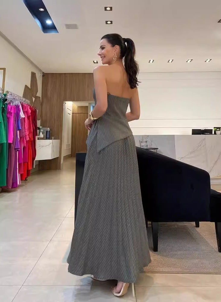 GEXUAN Strapless Pleated Maxi Dress - Image 2