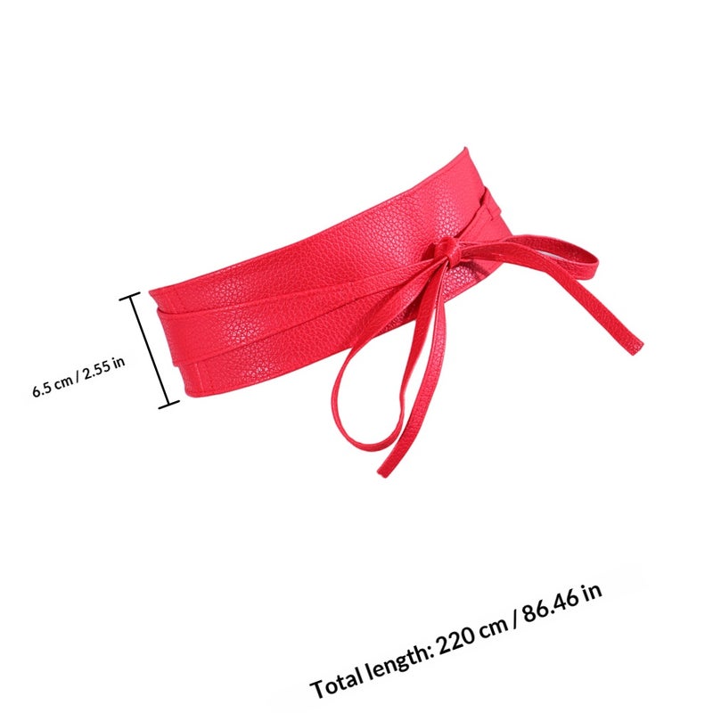 2pcs Women Wide Waist Belt Fashion Accessory Pu Leather Tie Belts For Dress Coat Casual Outfits Vintage Style Waist Cinch Belt For Elegant Look - Image 2