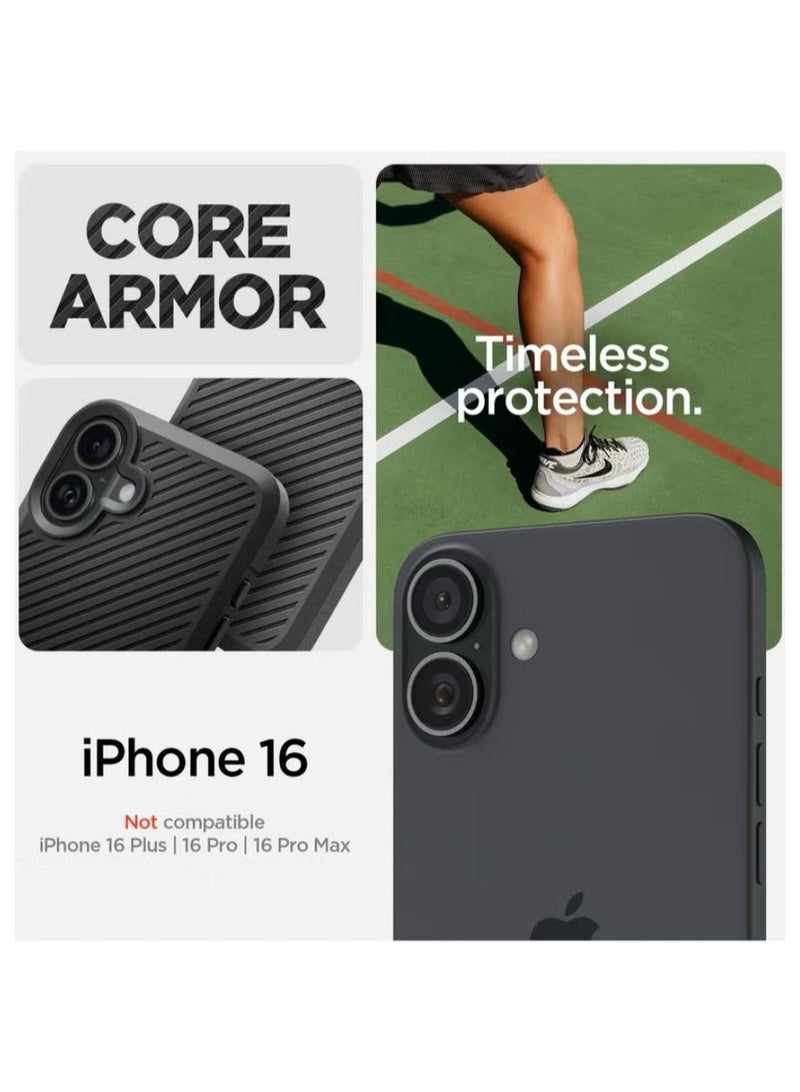 سبايجن غطاء حماية Core Armor لهاتف iPhone 16 (2024) - أسود غير لامع - Image 2