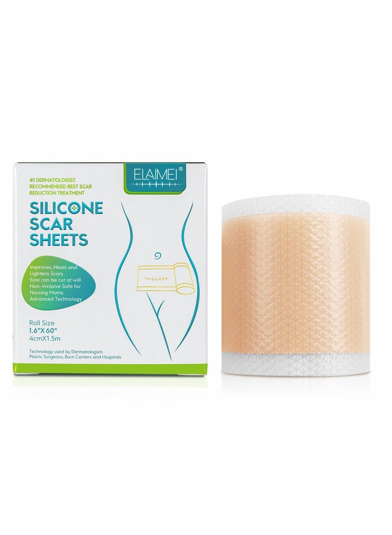 Elaimei Medical Silicone Scar Sheets Roll 1.5m - Silicone Gel Sheets for Scar Removal, Silicone Sheets For Removing Scars Painlessly, Reusable Scar Gel Treatment,Cut Custom Size Strips - Image 3
