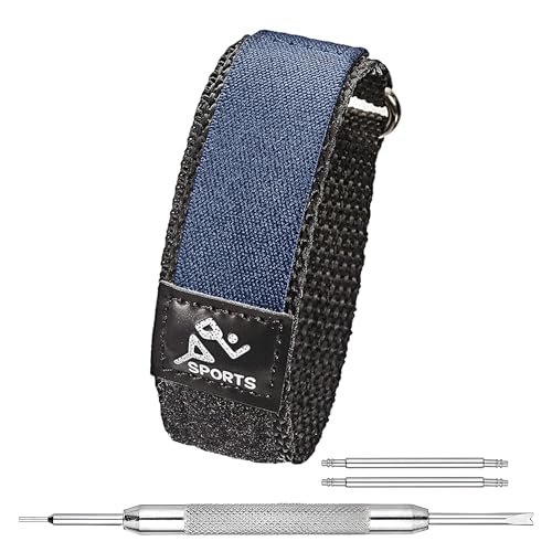 ALPINE INTERNATIONAL Alpine Sporty Nylon Watch Band | Waterproof Quick Release Watch Bands | Black/Blue Lightweight & Adjustable Watch Straps for Men |22mm Replacement Watch Band Compatible with Regular & Smart Watches - Image 1