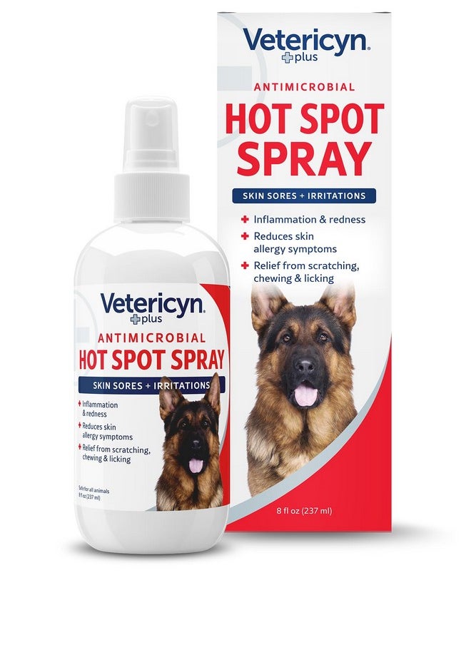 Vetericyn Plus Hot Spot Spray For Dogs Skin Sores And Irritations | Itch Relief For Dogs And Prevents Chewing And Licking At Skin, Safe For All Animals. 8 Ounces  - Image 1