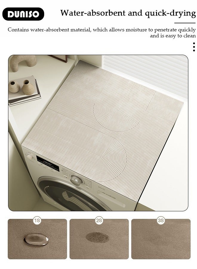 DUNISO حصيرة غبار غسالة، واقي مجفف، واقي علوي للغسالة، غطاء غبار مضاد للانزلاق للثلاجة، مقاوم للغبار سريع الجفاف، يناسب معظم الغسالات، الثلاجات، مطبخ المنزل وغرفة الغسيل، 60*60 سم - Image 4