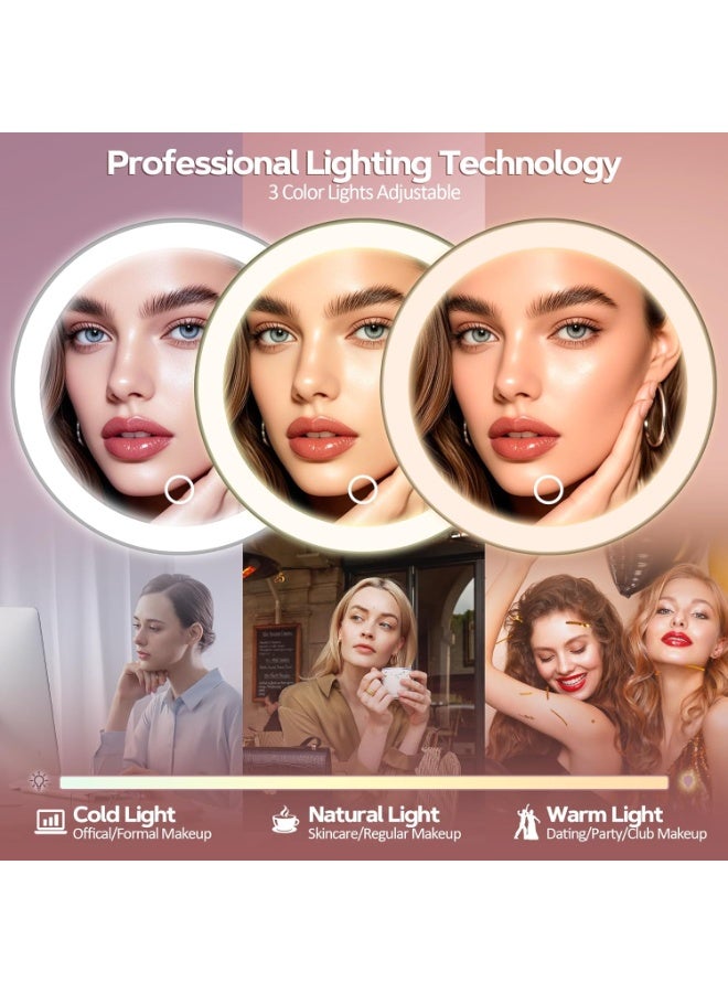 30X Magnifying Mirror Suction Cup, 6" Makeup Mirror with Lights, Rechargeable with 3 Color & Dimmable Lights for Precision Makeup, Fits Hanging/Handheld/Desktop/Bathroom/Travel, Black - Image 4