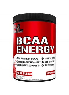 Evlution EVL BCAAs Amino Acids Powder - BCAA Energy Pre Workout Powder for Muscle Recovery Lean Growth and Endurance - Rehydrating BCAA Powder Post Workout Recovery Drink with Natural Caffeine - Fruit Punch  - Image 1