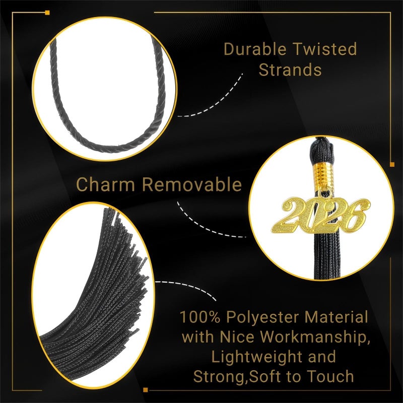GRADFTY 2026 Tassel Graduation,Black Tassel 2026 for Grad Cap and Graduation Ceremony Accessory Decoration - Image 2