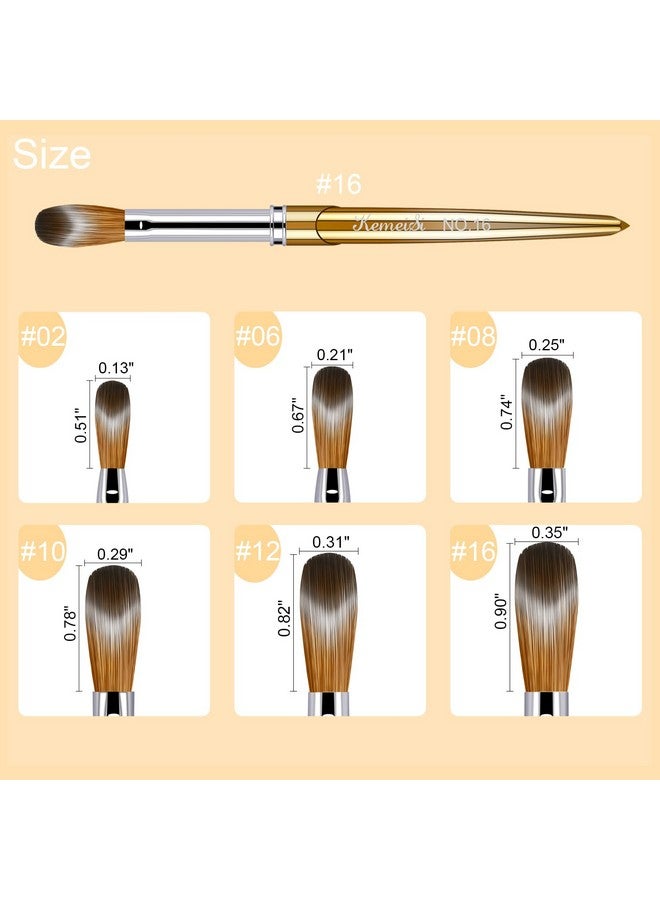KEMEISI 6Pcs Acrylic Nail Brush Set Size 02/06/08/10/12/16 Kolinsky Nail Art Brushes For Acrylic Application Sturdy Handle Oval Shaped Acrylic Powder Nail Design Tools For Professional Manicure Diy  - Image 5