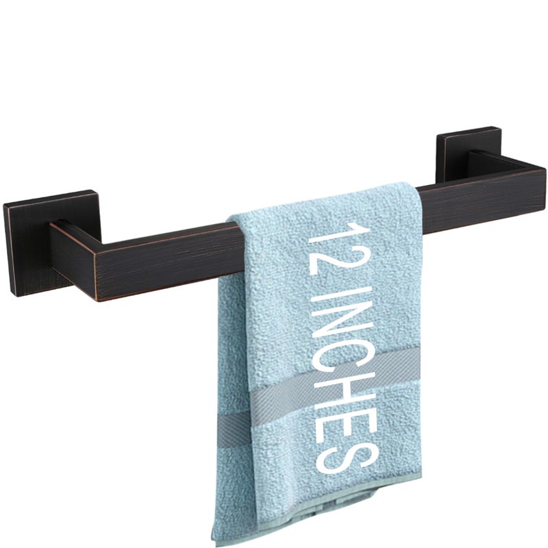 LANC ORB 12-Inch Towel Bar for Bathroom Wall Mounted Bathroom Square Towel Rack  Total-14 Oil Rubbed Bronze Bath Towel Holder Towel Hanger Hand Towel Holders Towel Rail Towel Rod  A8804ORB-3P1 - Image 1