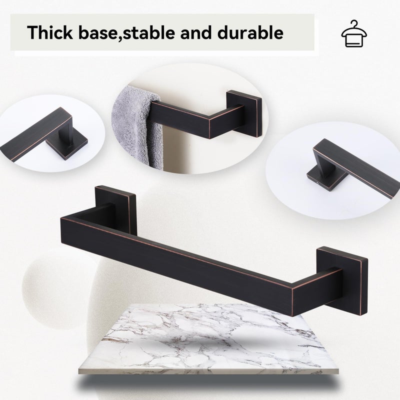 LANC ORB 12-Inch Towel Bar for Bathroom Wall Mounted Bathroom Square Towel Rack  Total-14 Oil Rubbed Bronze Bath Towel Holder Towel Hanger Hand Towel Holders Towel Rail Towel Rod  A8804ORB-3P1 - Image 4