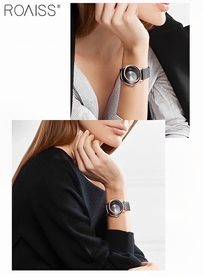 roaiss Women's Mesh Strap Quartz Watch, Analog Display Round Dial Watch with Color Block Texture, Waterproof Elegant Watch as Gift for Women - Image 3