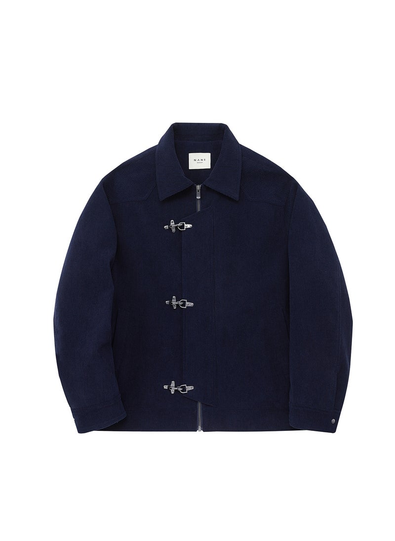 Generic - American Vintage Double Layer Placket Shoulder Shaping Split Flying Ace Button Opened Square Collar Loose Fit Versatile Jacket Navy blue - Image 1