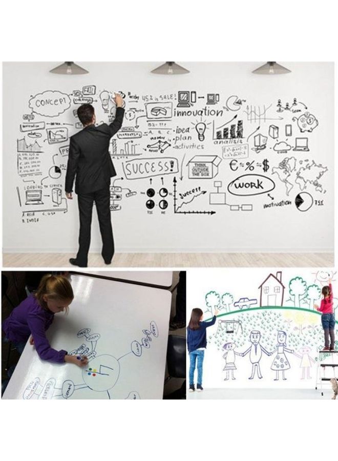 Y&D White Board Sticker Wall Paper Decor Removable Vinyl Chalkboard Black 45X200cm  - Image 2