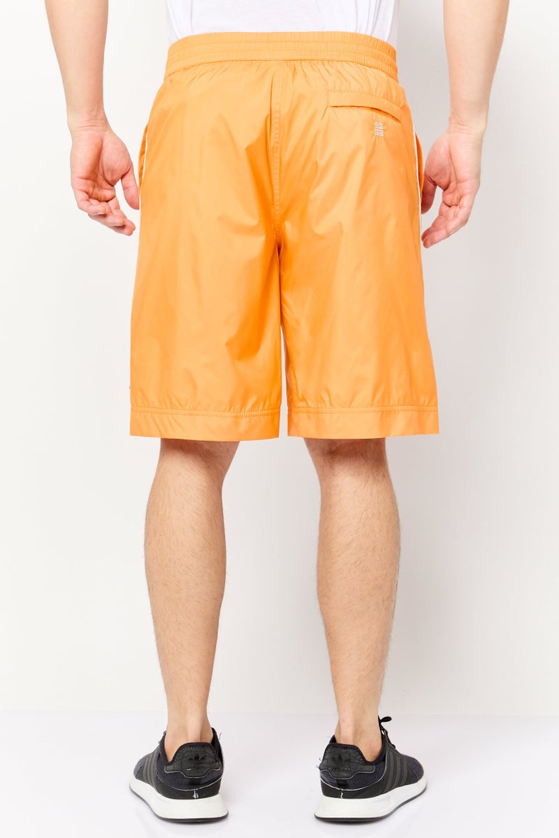 GIVENCHY Men Drawstring Brand Logo Bachic Shorts, Orange - Image 4