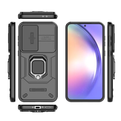 Kapa Armor Slider Back Cover for Samsung Galaxy A56 | Inbuilt Ring + Camera Slider Shockproof Lens Protection Bumper Back Case (Black) - Image 5