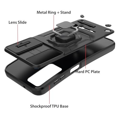 Kapa Armor Slider Back Cover for Samsung Galaxy A56 | Inbuilt Ring + Camera Slider Shockproof Lens Protection Bumper Back Case (Black) - Image 4