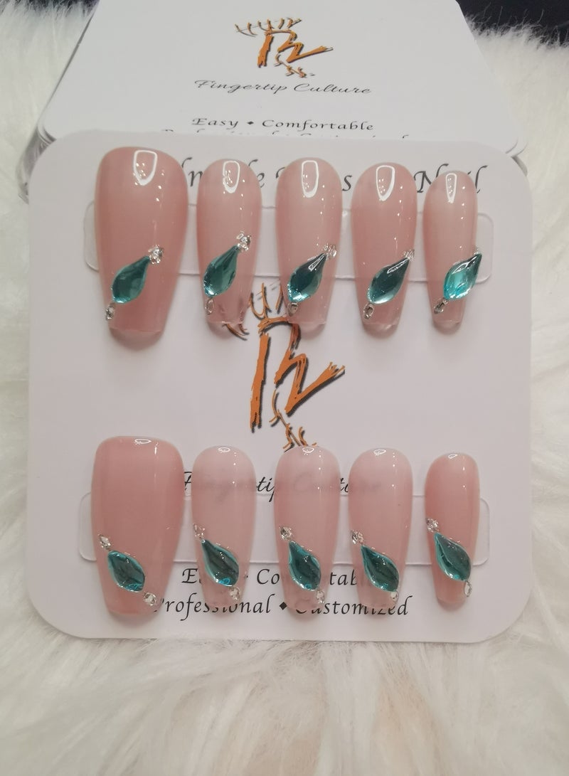 Binzo Beauty Handmade Press On Nails, 10pcs, Nails Art , Acrylic Nails, False Nails, Luxury Collection, Luxury Nails Arts, New Accessories， Wedding Nails，Party Nails. - Image 1