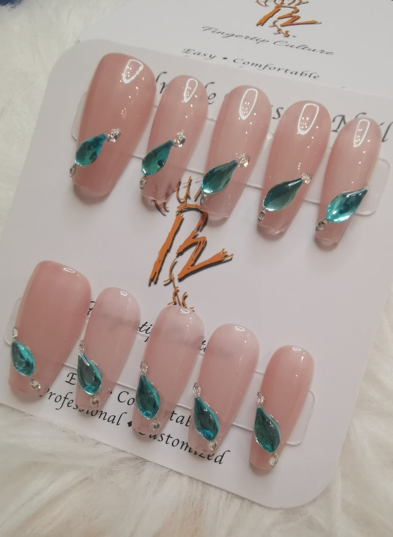 Binzo Beauty Handmade Press On Nails, 10pcs, Nails Art , Acrylic Nails, False Nails, Luxury Collection, Luxury Nails Arts, New Accessories， Wedding Nails，Party Nails. - Image 3