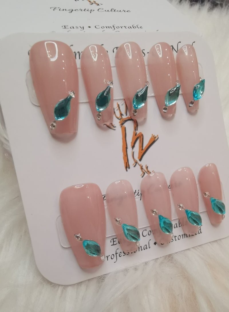 Binzo Beauty Handmade Press On Nails, 10pcs, Nails Art , Acrylic Nails, False Nails, Luxury Collection, Luxury Nails Arts, New Accessories， Wedding Nails，Party Nails. - Image 2