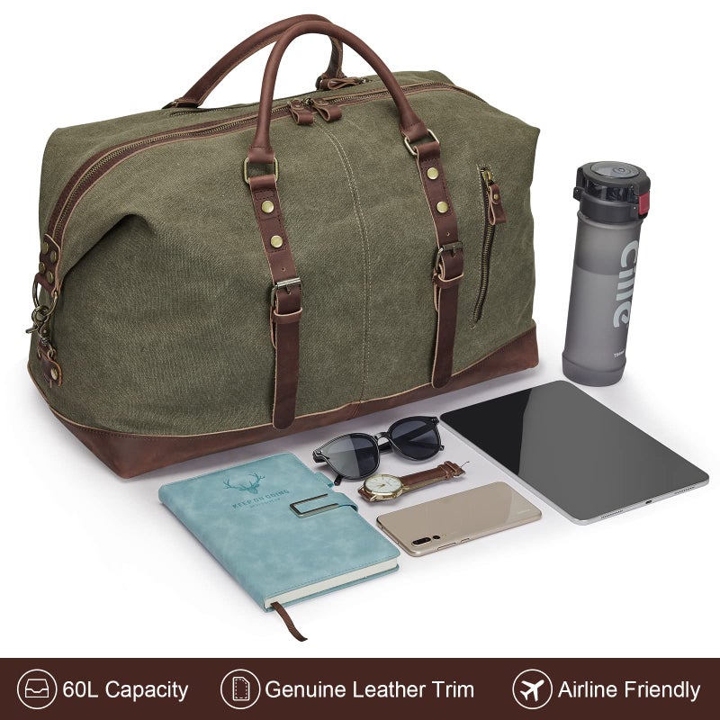 S-ZONE Duffle Bag for Travel Canvas Duffel Bag Carry on Weekender Bag for Men - Image 3