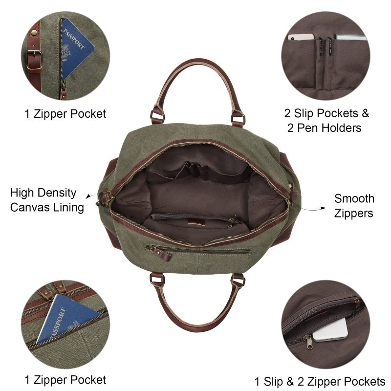 S-ZONE Duffle Bag for Travel Canvas Duffel Bag Carry on Weekender Bag for Men - Image 5