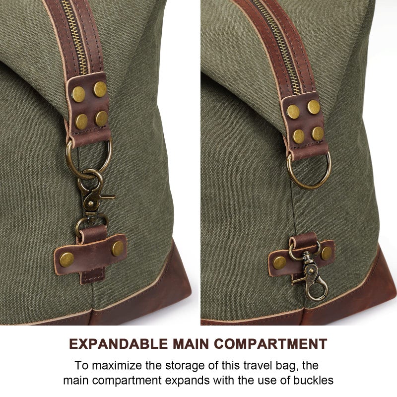 S-ZONE Duffle Bag for Travel Canvas Duffel Bag Carry on Weekender Bag for Men - Image 4
