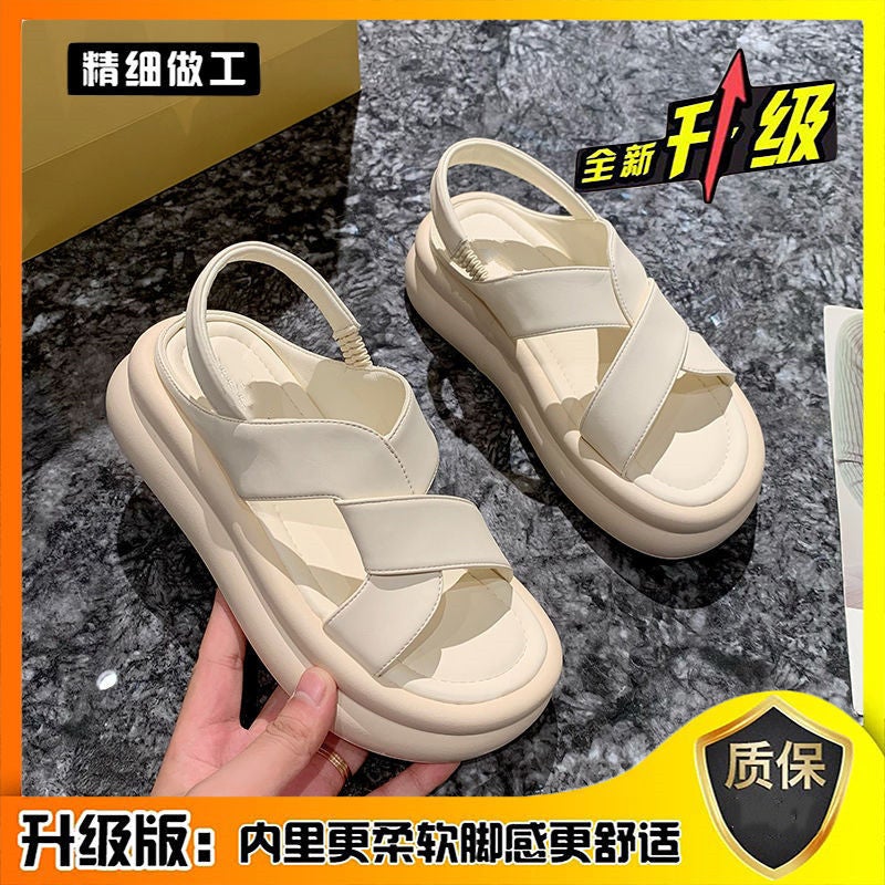 Size 35-43 Sandals For Women 41 Outer Wear Platform Thick-Soled Beach Shoes French Style With Skirt Roman Shoes 42 Large Size Women'S Shoes - Image 1