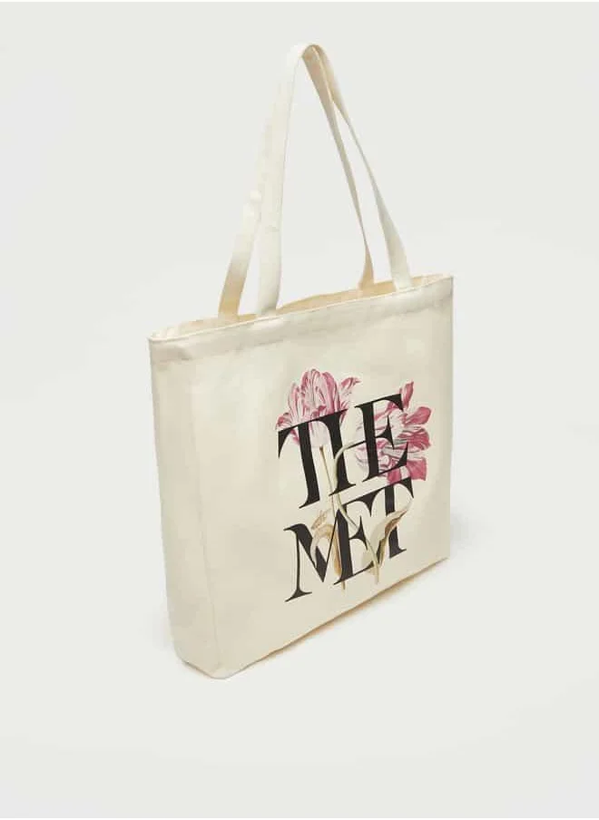 اس بي كاركترز Typographic Print Shopper Bag with Double Handle