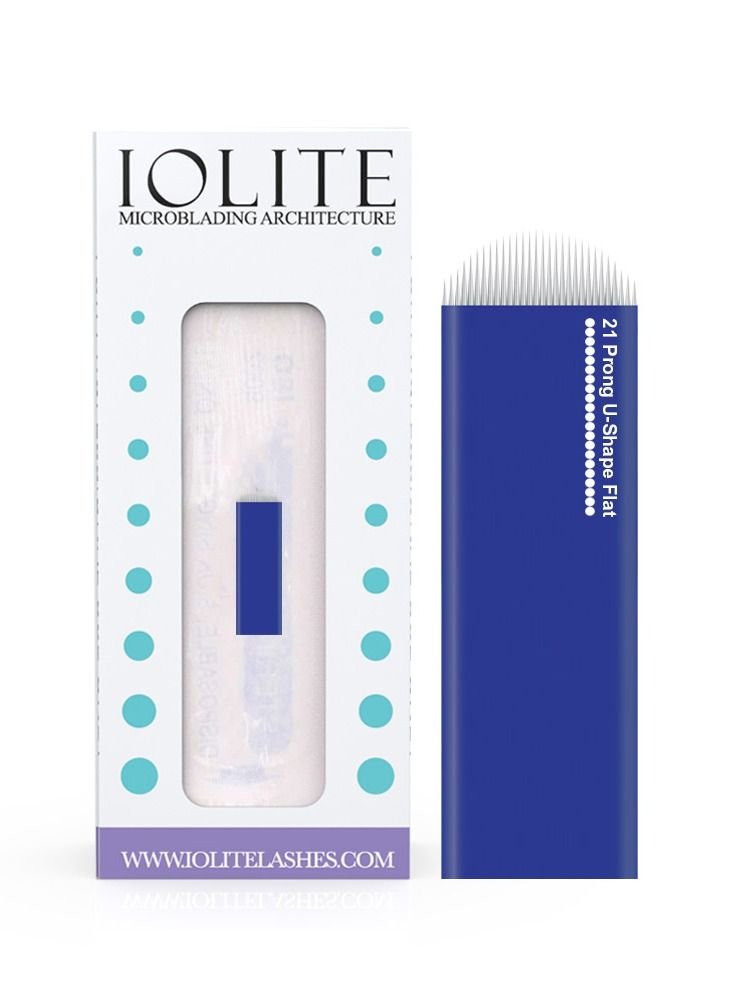 IOLITE Microblading needles 21 Prong U Shape Flat Needle spmu needles size 22mm one time use disposable blade Sterile packaged 12pcs