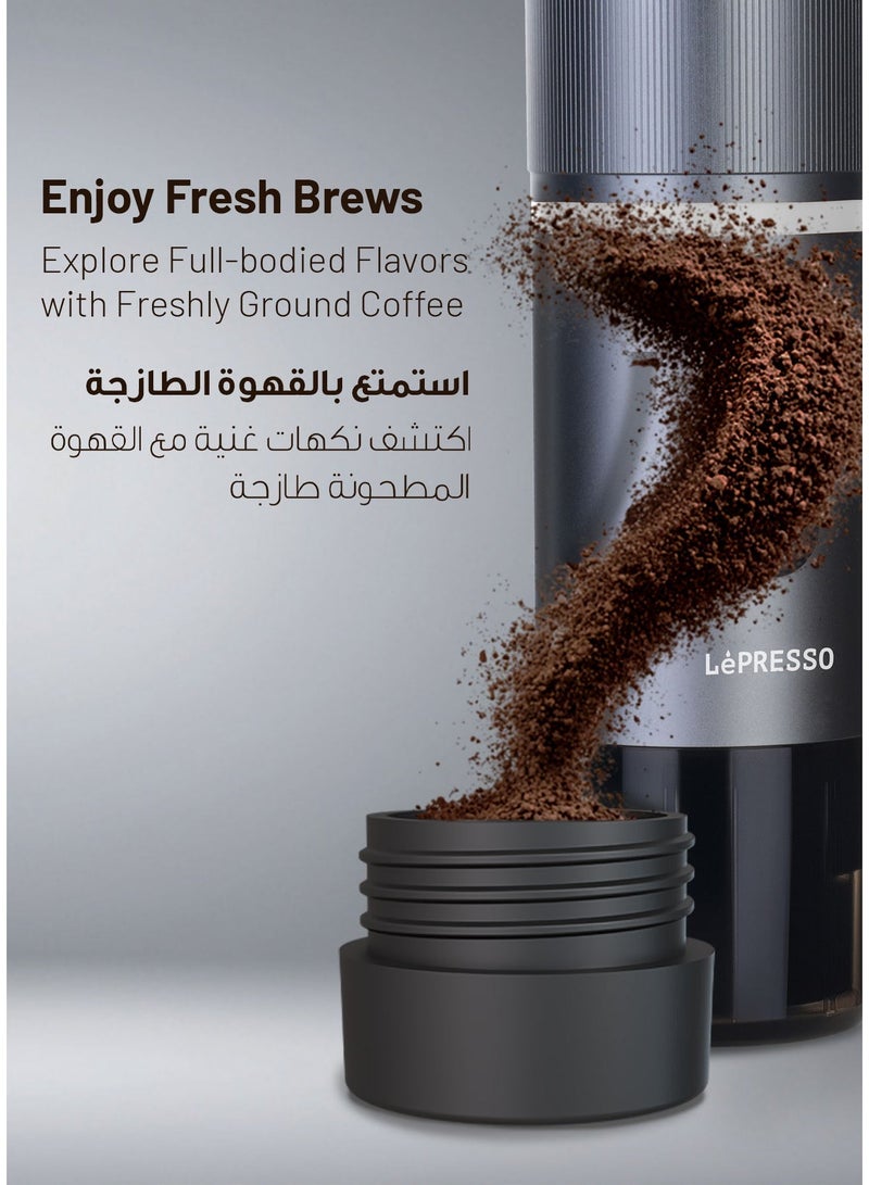 LePRESSO Portable Espresso Maker with Espresso Grind Only & Nespresso Capsules / Quick Brewing Time 3-4 Min / Consistent Espresso Pressure 18 Bar / 2 - 1 In Capsule & Coffee Powder - Grey - Image 3
