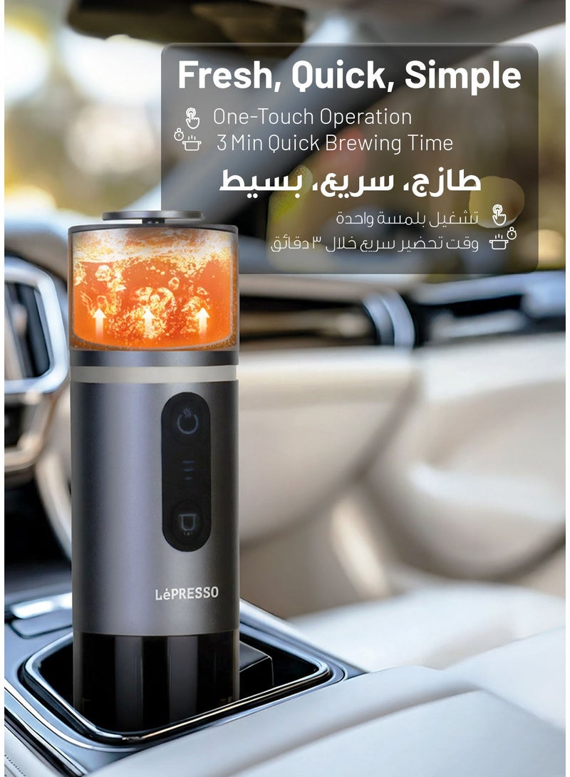 LePRESSO Portable Espresso Maker with Espresso Grind Only & Nespresso Capsules / Quick Brewing Time 3-4 Min / Consistent Espresso Pressure 18 Bar / 2 - 1 In Capsule & Coffee Powder - Grey - Image 5