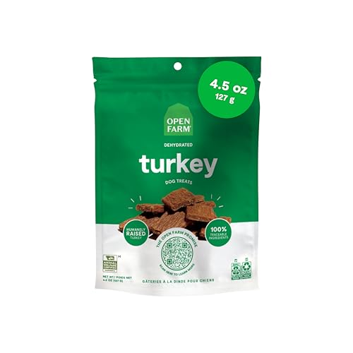 Open Farm, Dehydrated Dog Treats, High Protein & Low Carbohydrate Dog Snacks, Chewy Texture, Made with Ethically & Sustainably Sourced Ingredients, Turkey Recipe, 4.5oz Pouch - Image 1