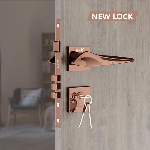 GLOXY Zinc Door Locks for Main Door, Mortise Door Lock Set with 3 Brass Keys, Bedroom Door Lock, Handle Lock for Homes,Offices,Hotels | Rose Gold Finish (2 Years Warranty, Pack of 1) - Image 5